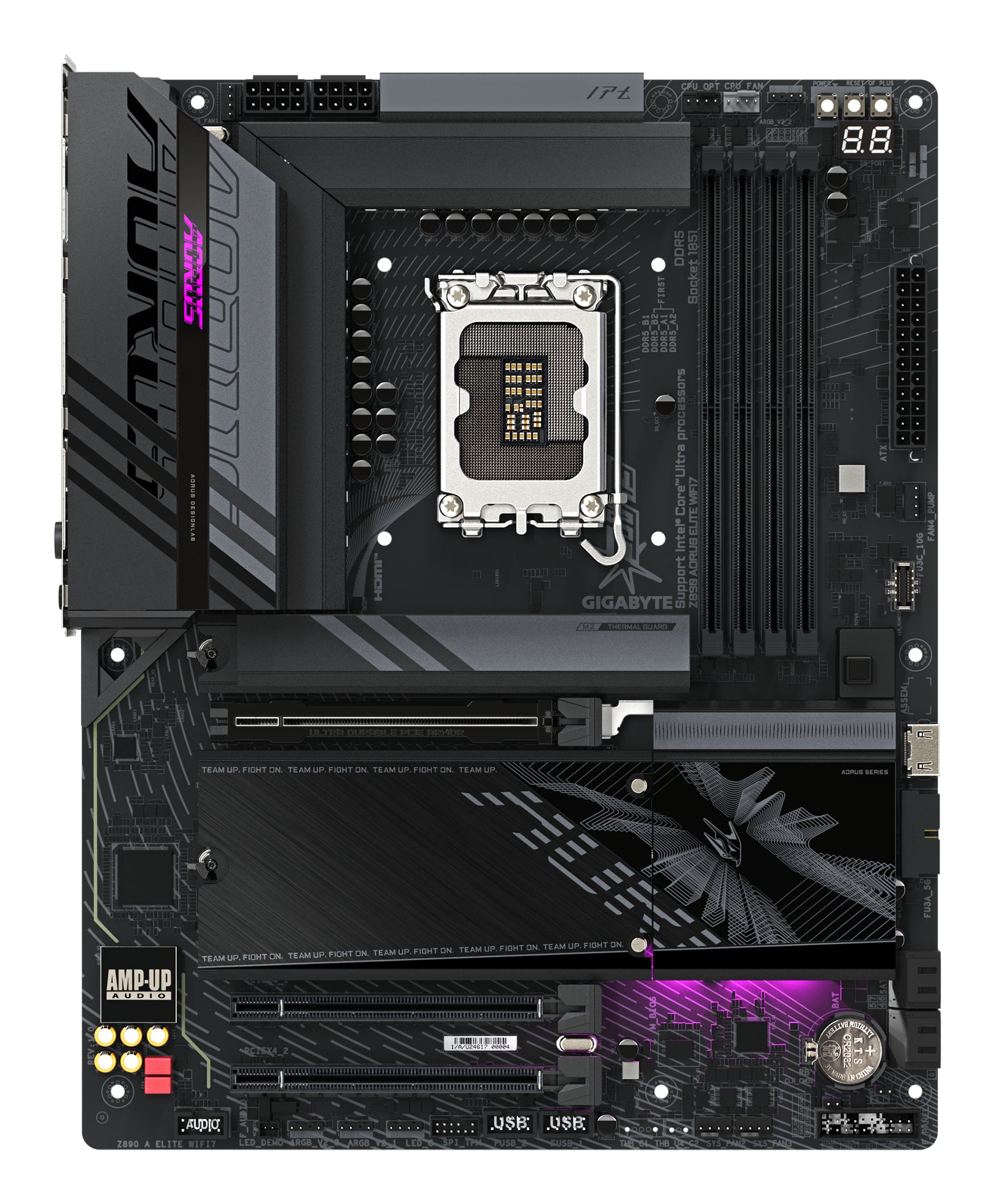GIGABYTE Carte mère Z890 AORUS ELITE WIFI7 - Prend en charge les processeurs Intel Core Ultra (Série 2), VRM à 16+1+2 phases, jusqu'à 8800MHz DDR5 (OC), 1xPCIe 5.0 + 3xPCIe 4.0, Wi-Fi 7, LAN 2.5GbE, Thunderbolt 4