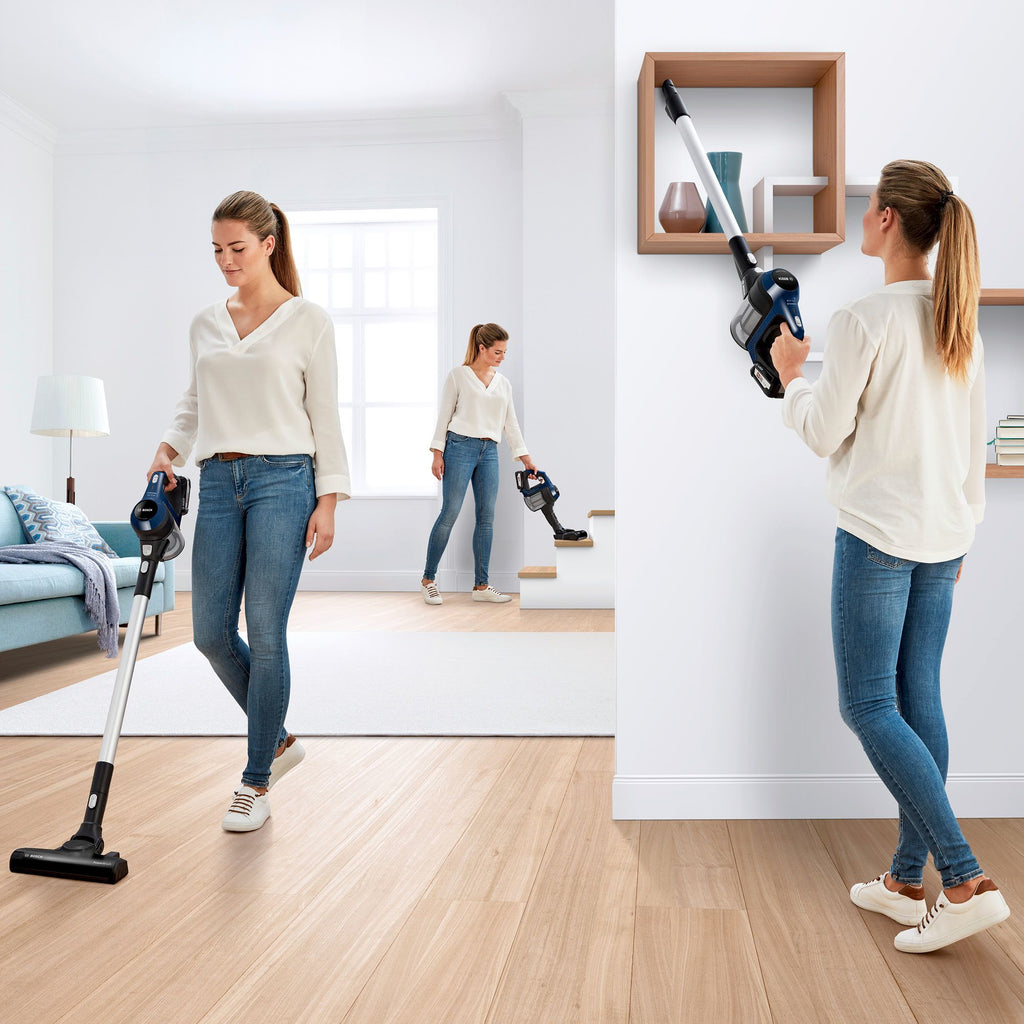Bosch Bosch Serie 6 BBS611PCK aspirateur balai et balai électrique Aspirateur-balai 2 en 1 Batterie Sec Filtre hygiénique Sans sac Bleu 2,5 Ah