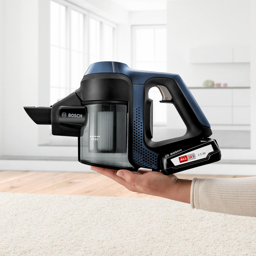 Bosch Bosch Serie 6 BBS611PCK aspirateur balai et balai électrique Aspirateur-balai 2 en 1 Batterie Sec Filtre hygiénique Sans sac Bleu 2,5 Ah