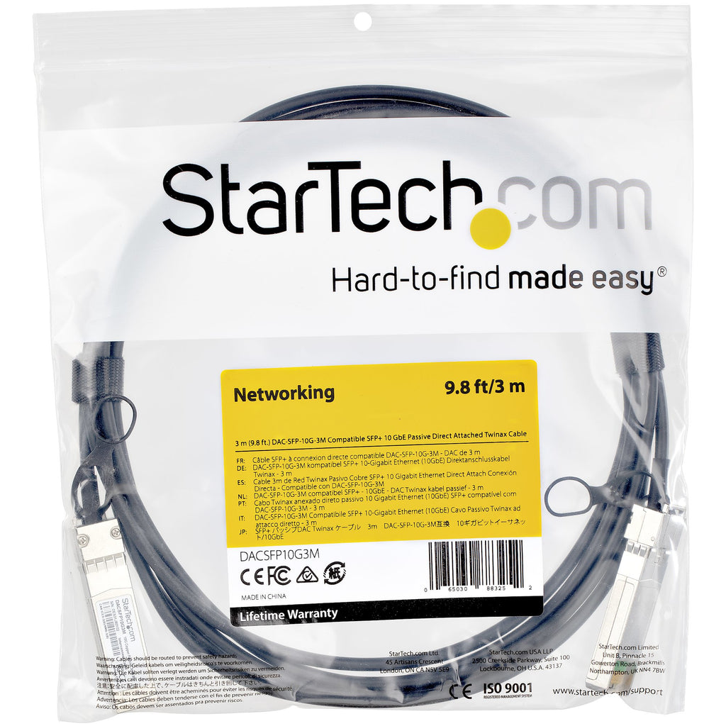 StarTech.com Câble Twinax à fixation directe SFP+ compatible Dell EMC DAC-SFP-10G-2M - 3 m