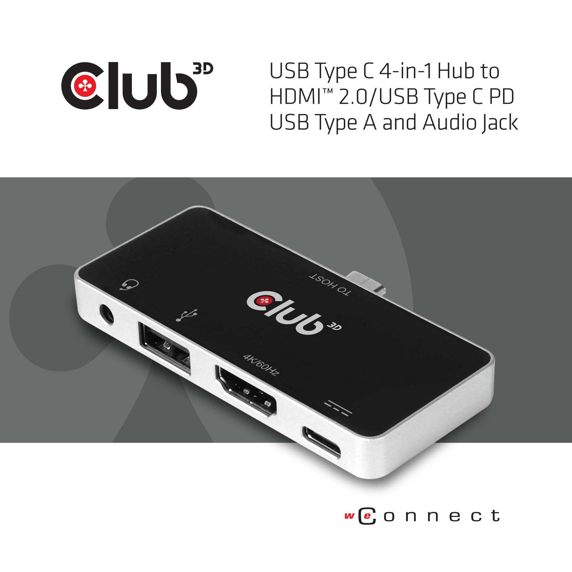 CLUB3D CSV-1591 station d'accueil USB 3.2 Gen 1 (3.1 Gen 1) Type-C Noir, Chrome