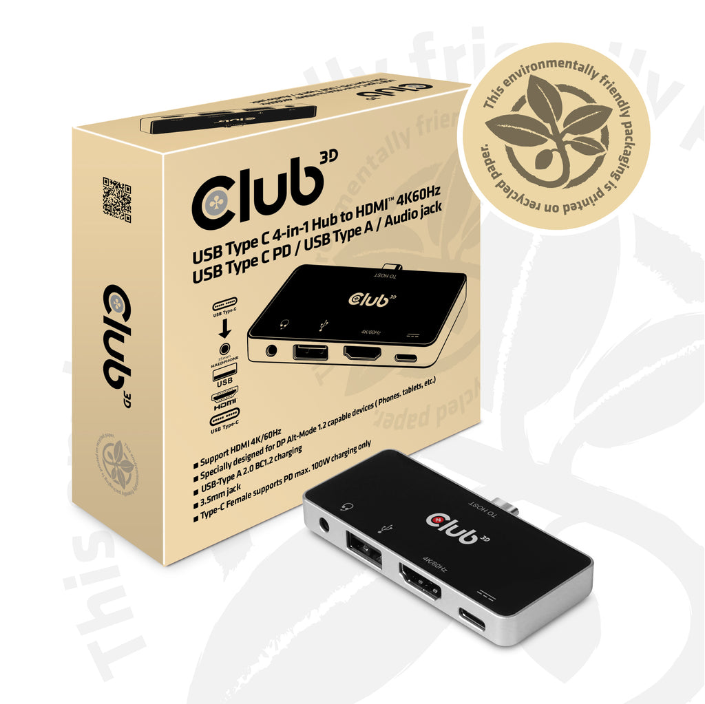 CLUB3D CSV-1591 station d'accueil USB 3.2 Gen 1 (3.1 Gen 1) Type-C Noir, Chrome