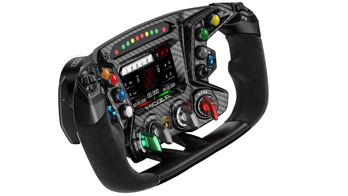 Roue de Course Moza Racing RS070 pour Simulateur de Vol et Course, Aluminium et Fibre de Carbone, Noir