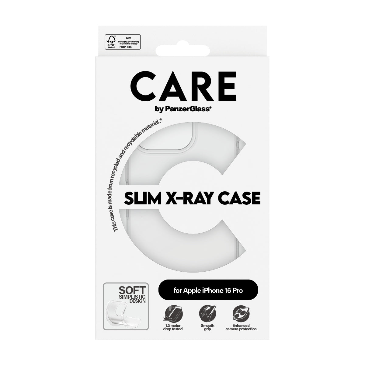 PanzerGlass CARE by X-Ray Case pour iPhone 16 Pro, Coque de Protection Transparente