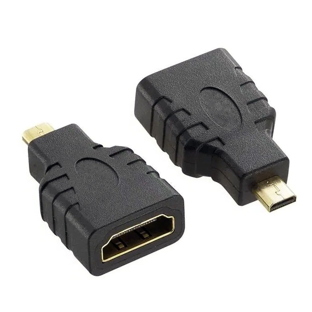 Adaptateur Micro HDMI vers HDMI Mâle/Femelle, Connecteurs Plaqués Or, Noir