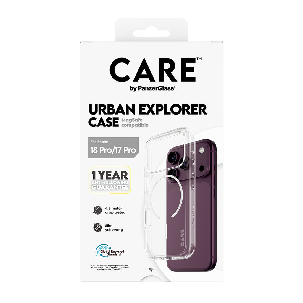 PanzerGlass CARE™ by ® Urban Explorer Case Transparent w. White MagSafe iPhone 2026 Pro | 17 Pro coque de protection pou