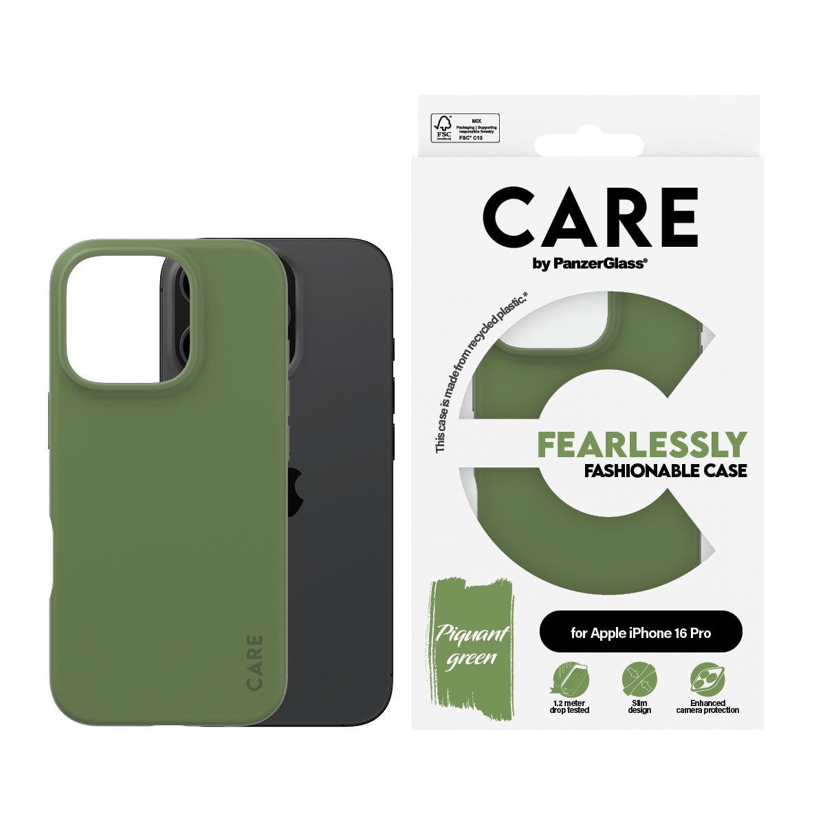PanzerGlass CARE™ by ® Case Green iPhone 16 Pro coque de protection pour téléphones portables Housse Vert