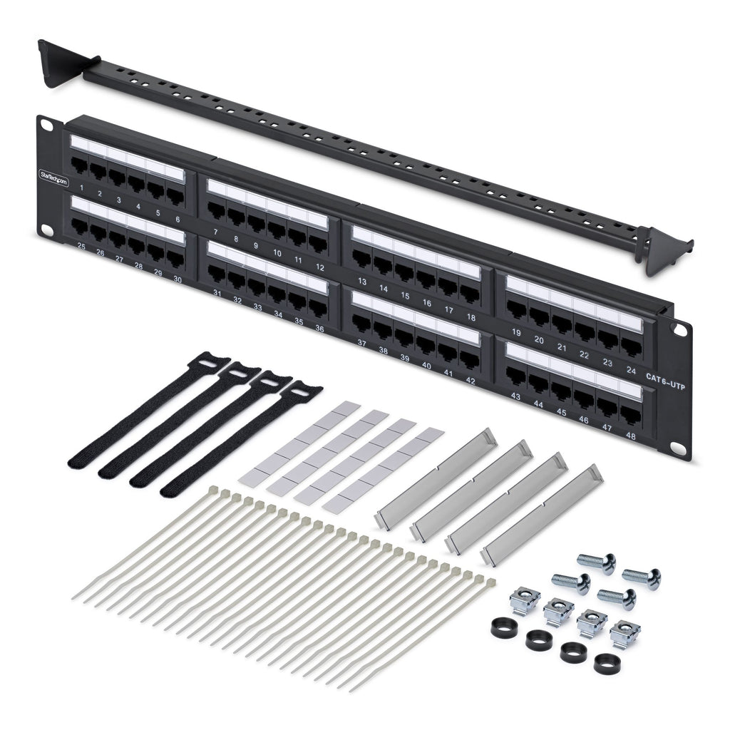 StarTech.com Panneau Patch Cat6 48 Ports 2U Monté en Rack, RJ45, UTP, 110 Punch-Down