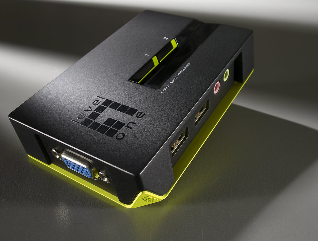 Commutateur KVM KVM-0221 2 Ports USB avec Audio, Noir et Vert