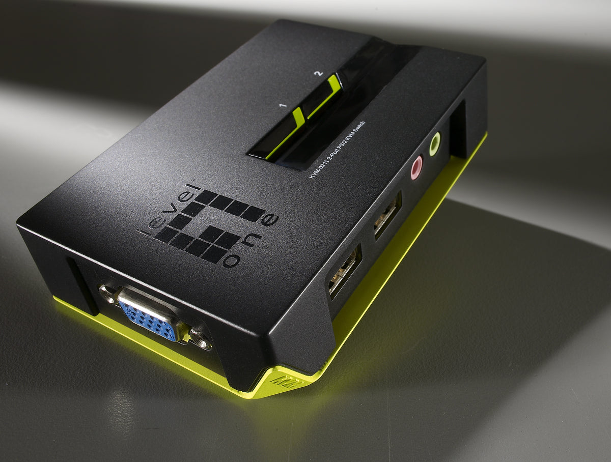 Commutateur KVM KVM-0221 2 Ports USB avec Audio, Noir et Vert