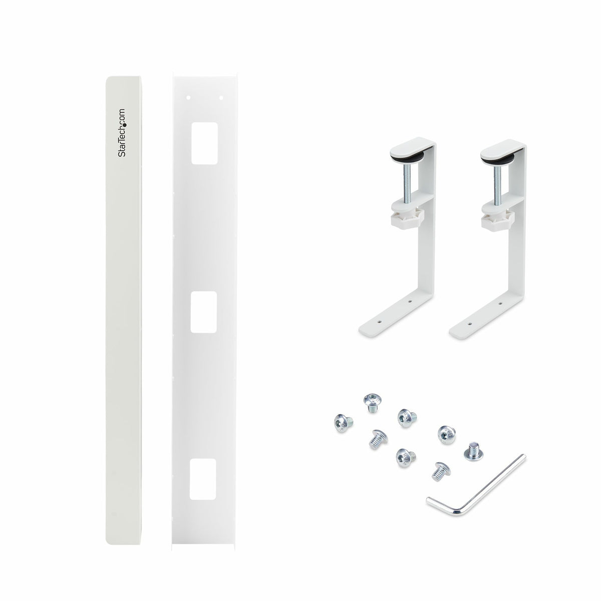 StarTech.com Goulotte Passe-Câble de Bureau Ajustable, Support Multiprise sans Perçage, Blanc