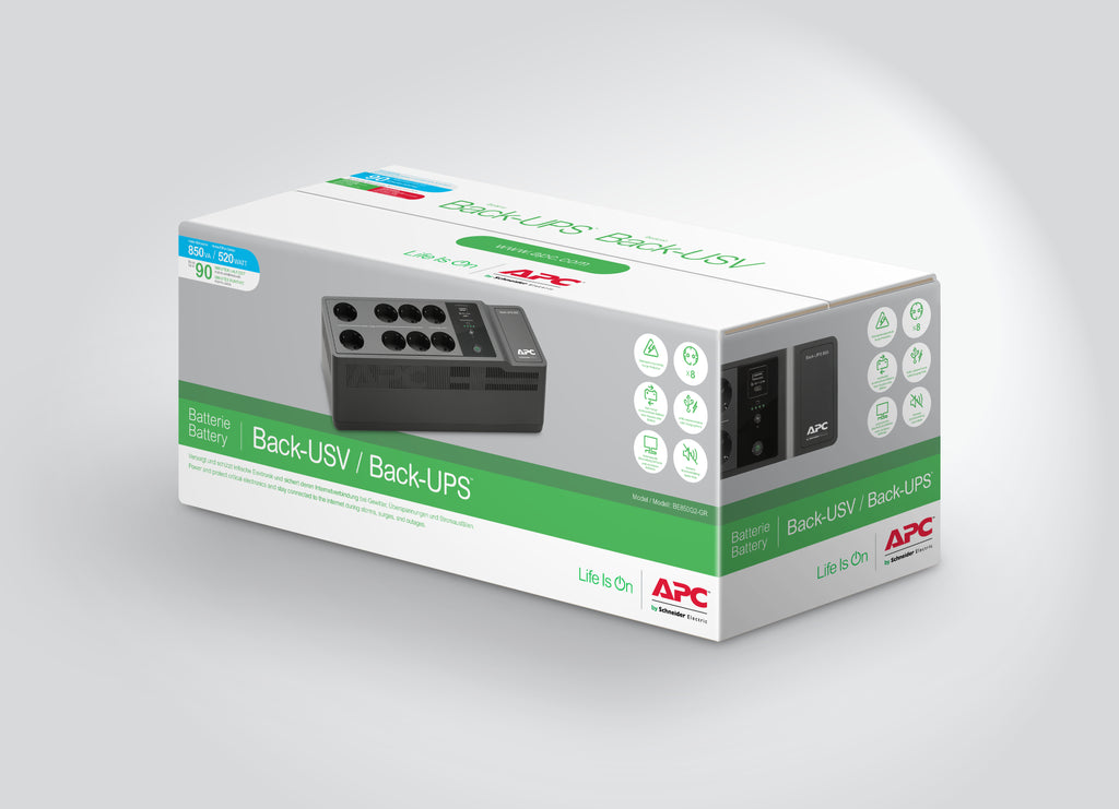 APC Back UPS - Onduleurs mono Off-Line - 850VA 230V - USB Type-C et A - 6+2Prise GR