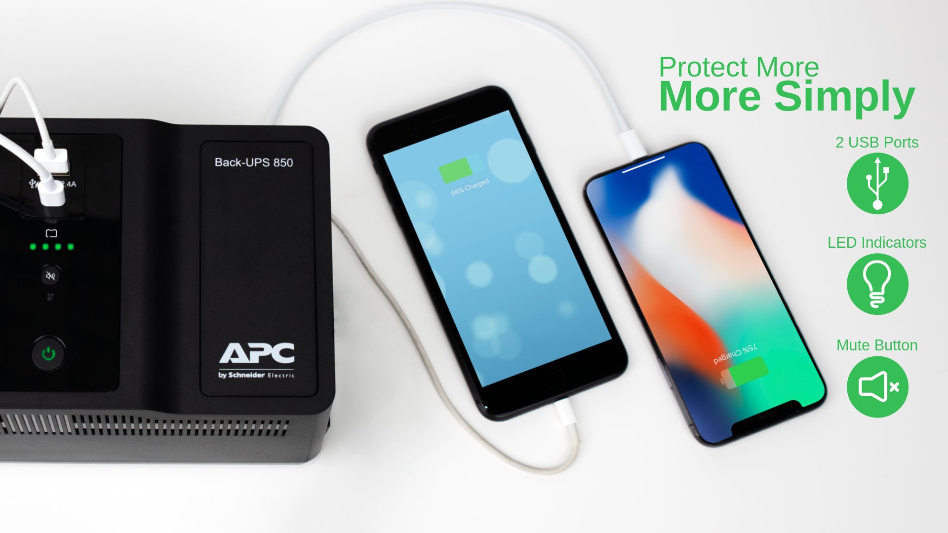 APC Back UPS - Onduleurs mono Off-Line - 850VA 230V - USB Type-C et A - 6+2Prise GR