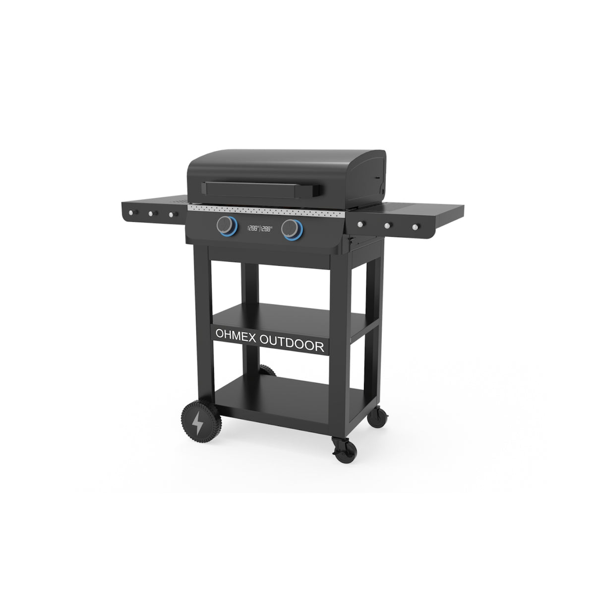 Ohmex Grill électrique 2 brûleurs, tablettes latérales rabattables 2300W - OHM-GRIL-5233EU
