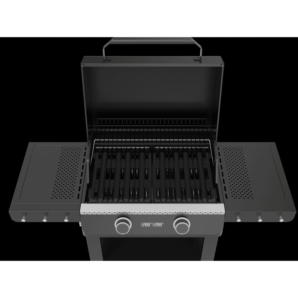 Ohmex Grill électrique 2 brûleurs, tablettes latérales rabattables 2300W - OHM-GRIL-5233EU