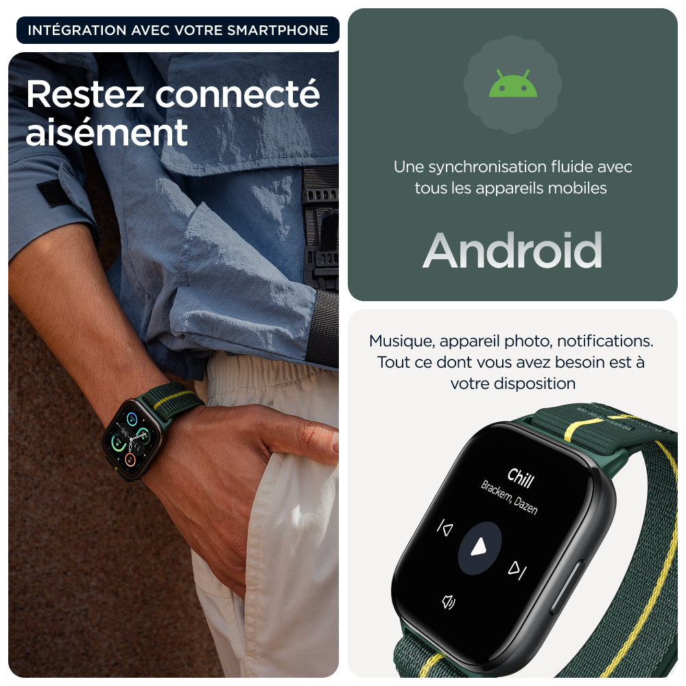 Motorola moto watch fit 4,83 cm (1.9") OLED 44.5 mm Numérique Écran tactile Vert, Gris GPS (satellite)
