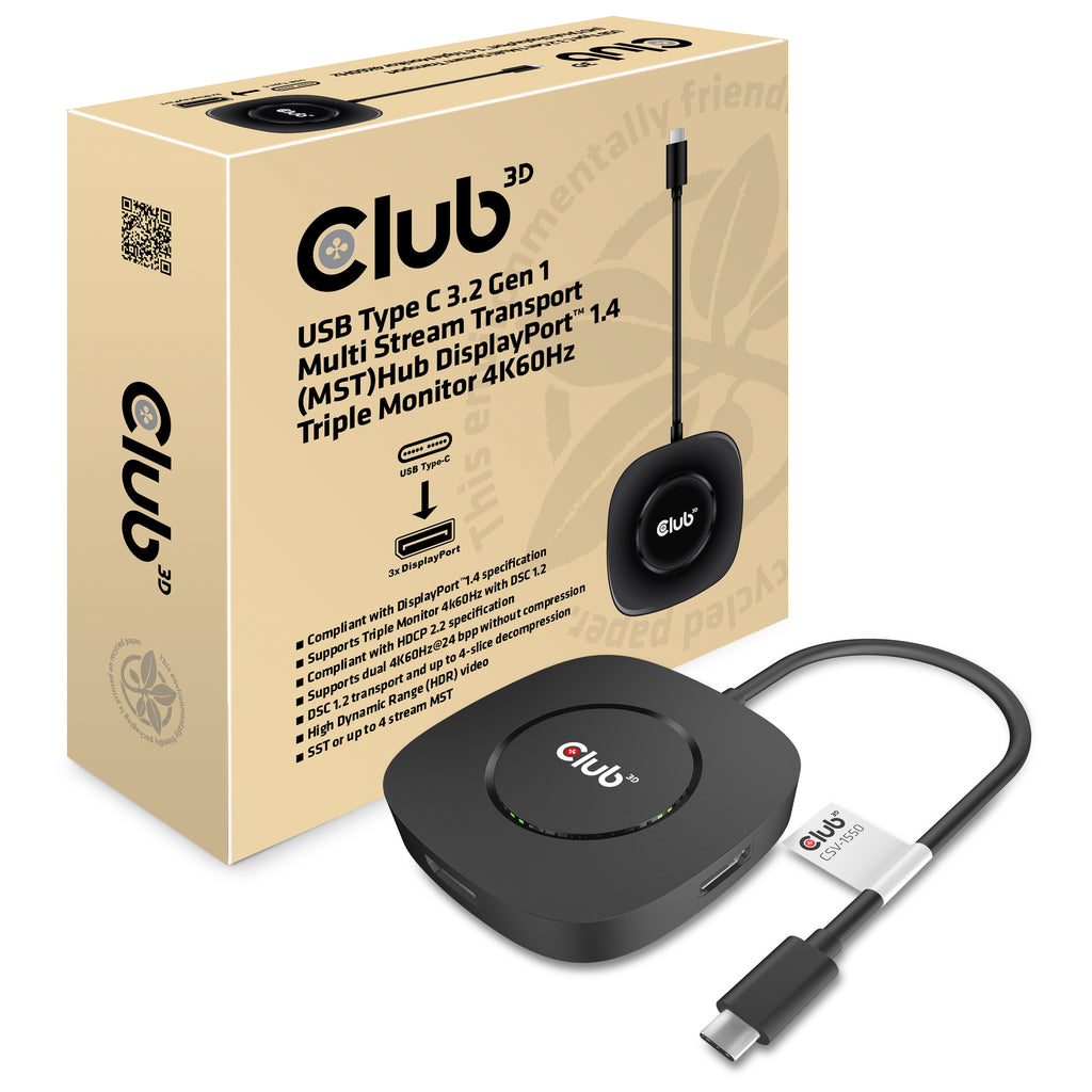 CLUB3D CSV-1550 station d'accueil Avec fil USB 3.2 Gen 1 (3.1 Gen 1) Type-C Noir