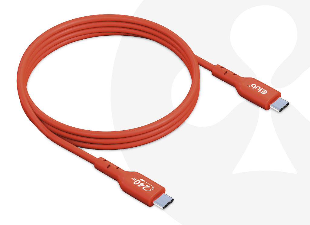 CLUB3D CAC-1511 Câble USB-C vers USB-C 2.0, 1 m, 240 W, 0,48 Gbit/s, Orange