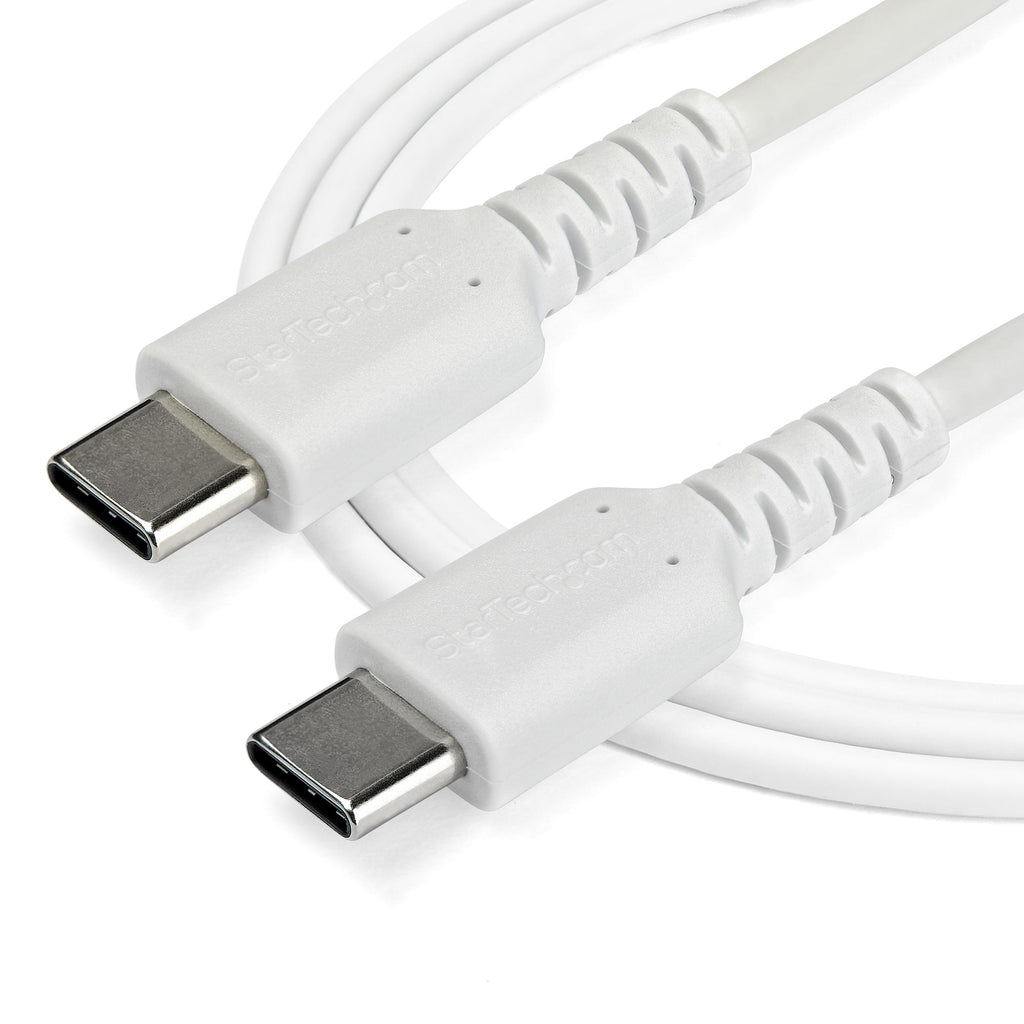 StarTech.com StarTech.com Câble de Charge Rapide USB-C de 2m, Robuste, Charge et Synchronisation, 60W (3A) PD, USB 2.0, Gaine TPE Blanche et Fibre d'Aramide - Cordon de Charge USB C