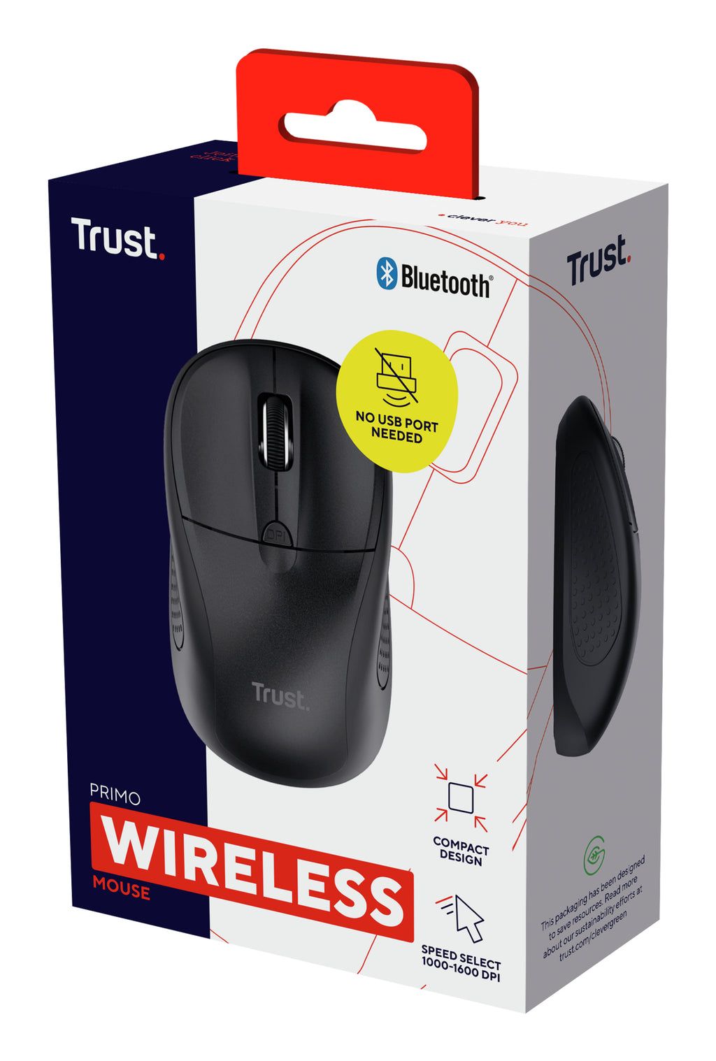 Trust Primo Souris Voyage Ambidextre Bluetooth Optique 1600 DPI