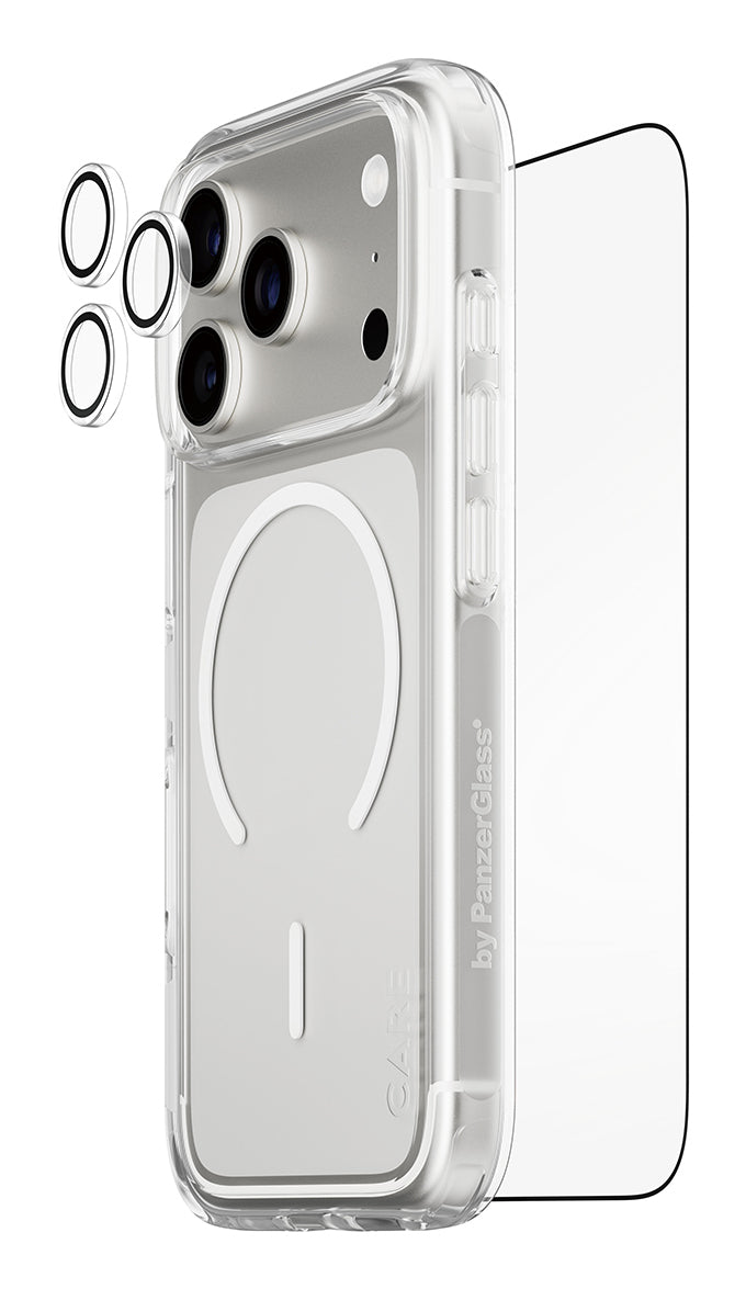 PanzerGlass CARE 3-in-1 Flagship Explorer Bundle pour iPhone 17 Pro, Protection d'écran Transparente