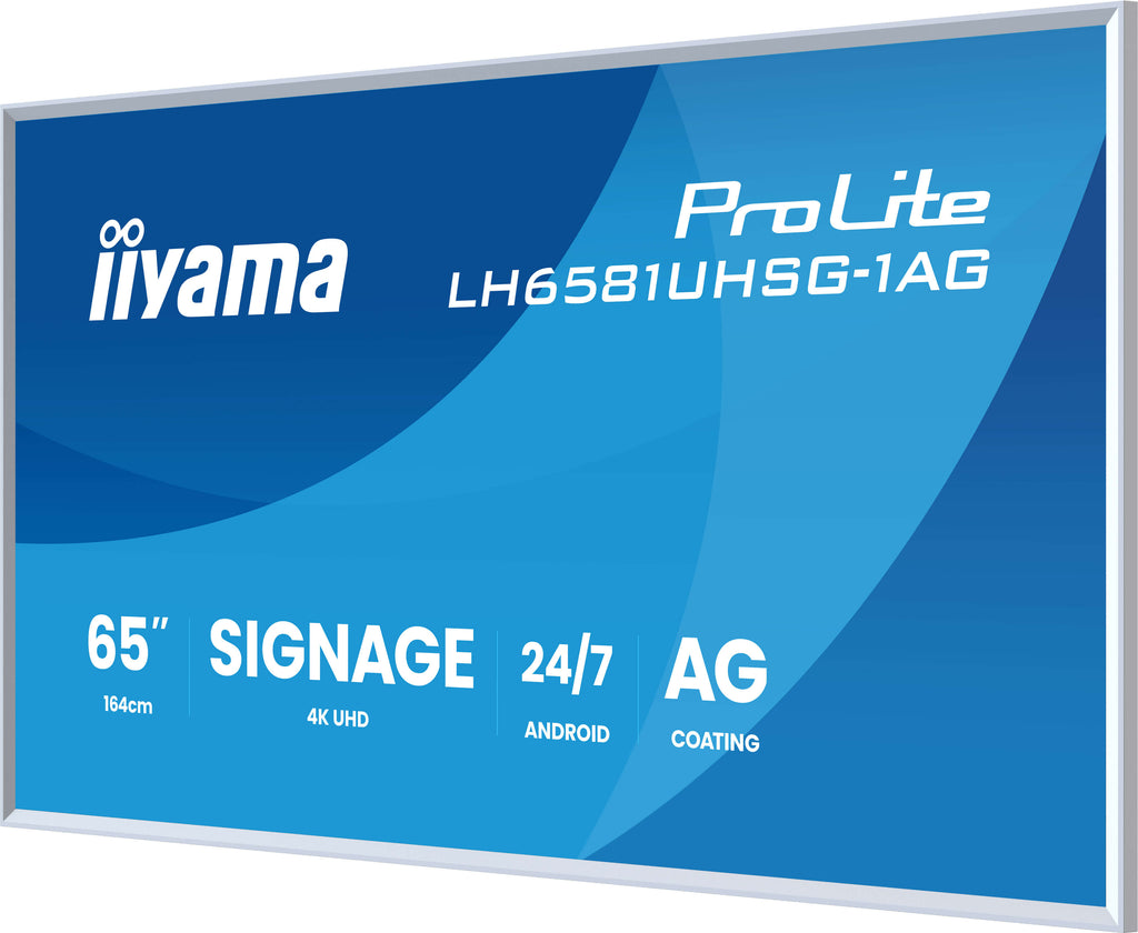 iiyama LH6581UHSG-1AG Écran d'Affichage Dynamique 64.5" 4K UHD Blanc, Android, Wifi, 500 cd/m², 24/7