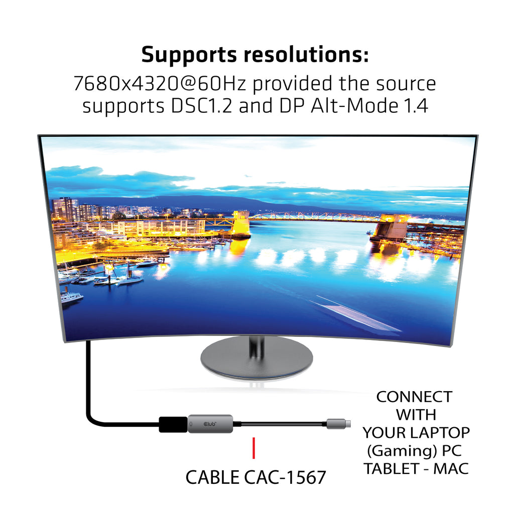 CLUB3D CAC-1567 adaptateur graphique USB 7680 x 4320 pixels Noir, Argent