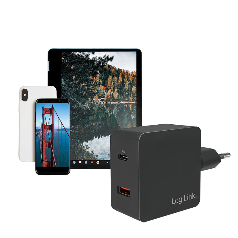 LogiLink PA0220 chargeur d'appareils mobiles Universel Noir Secteur Charge rapide Intérieure