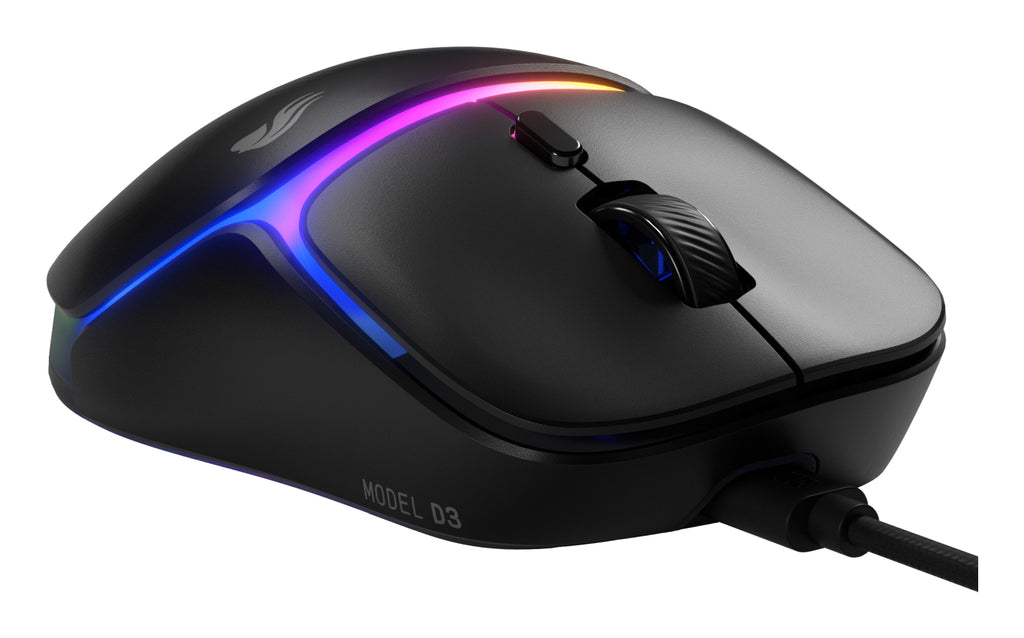 Glorious Gaming Glorious Gaming - Souris gaming filaire Modèle D3 - Ultralégère 57 g, Switch optiques 130M clics, Capteur BAMF 3.0 30k DPI, Suivi 750 IPS, Accélération 50 G, compatible toutes prises en main - Noire