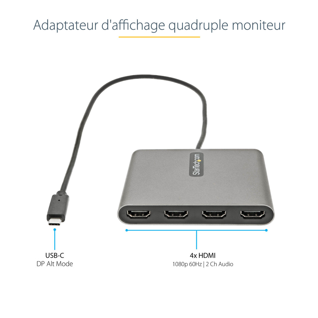 StarTech.com Adaptateur USB C vers Quad HDMI, Convertisseur de Moniteur USB-C vers 4x HDMI pour Windows (pas de support pour macOS/ChromeOS/Linux) - TAA - vue 5
