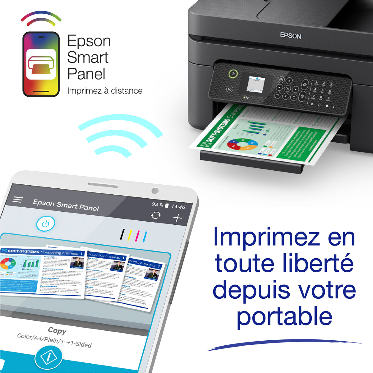 Epson WorkForce WF-2930DWF Imprimante Jet d'encre A4, 5760 x 1440 DPI, 33 ppm, Wifi