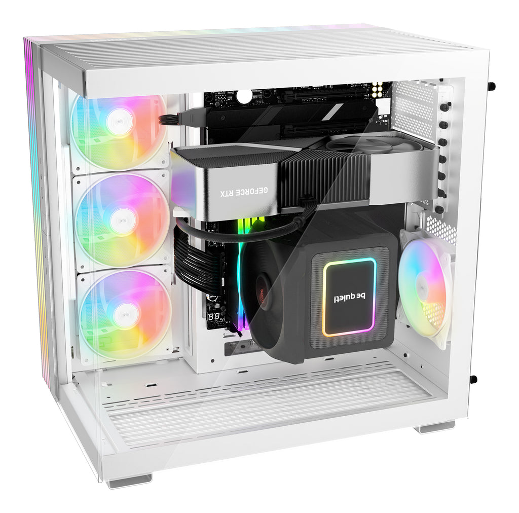 be quiet! Light Base 600 LX Blanc | Boîtier PC ARGB vitré, Mini ITX / Micro ATX / ATX, 4 ventilateurs Light Wings 120 mm PWM