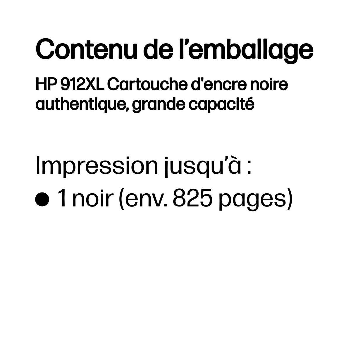 HP 912XL Cartouche d'encre noire authentique, grande capacité