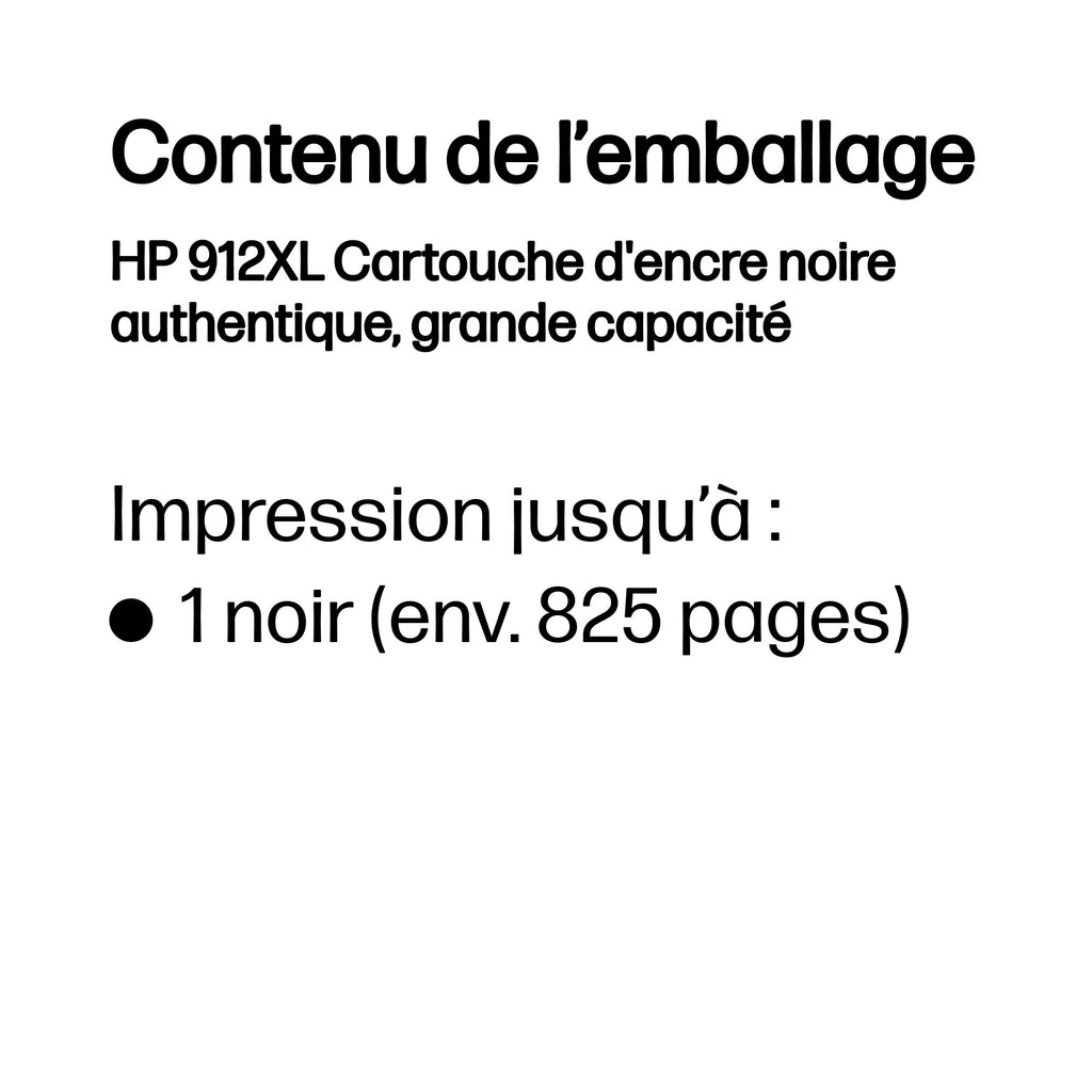 HP 912XL Cartouche d'encre noire authentique, grande capacité
