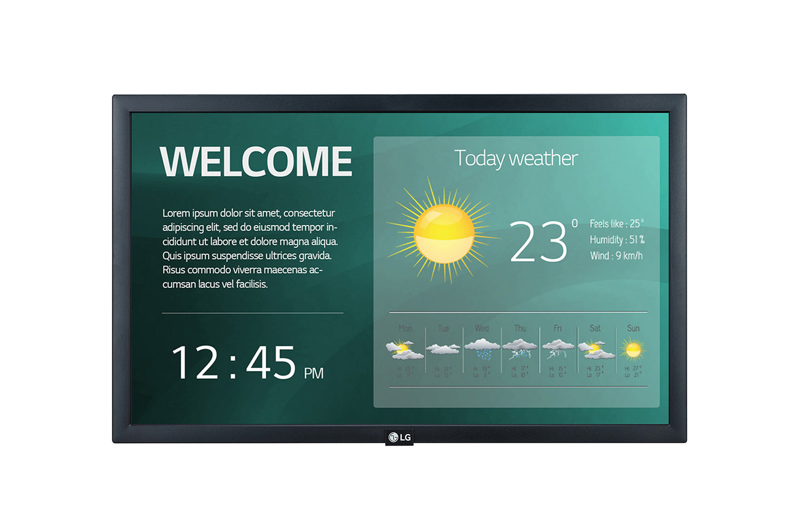 LG 22SM3G-B Écran d'affichage dynamique Écran plat de signalisation numérique 54,6 cm (21.5") IPS Wifi 250 cd/m² Full HD Noir Intégré dans le processeur 16/7