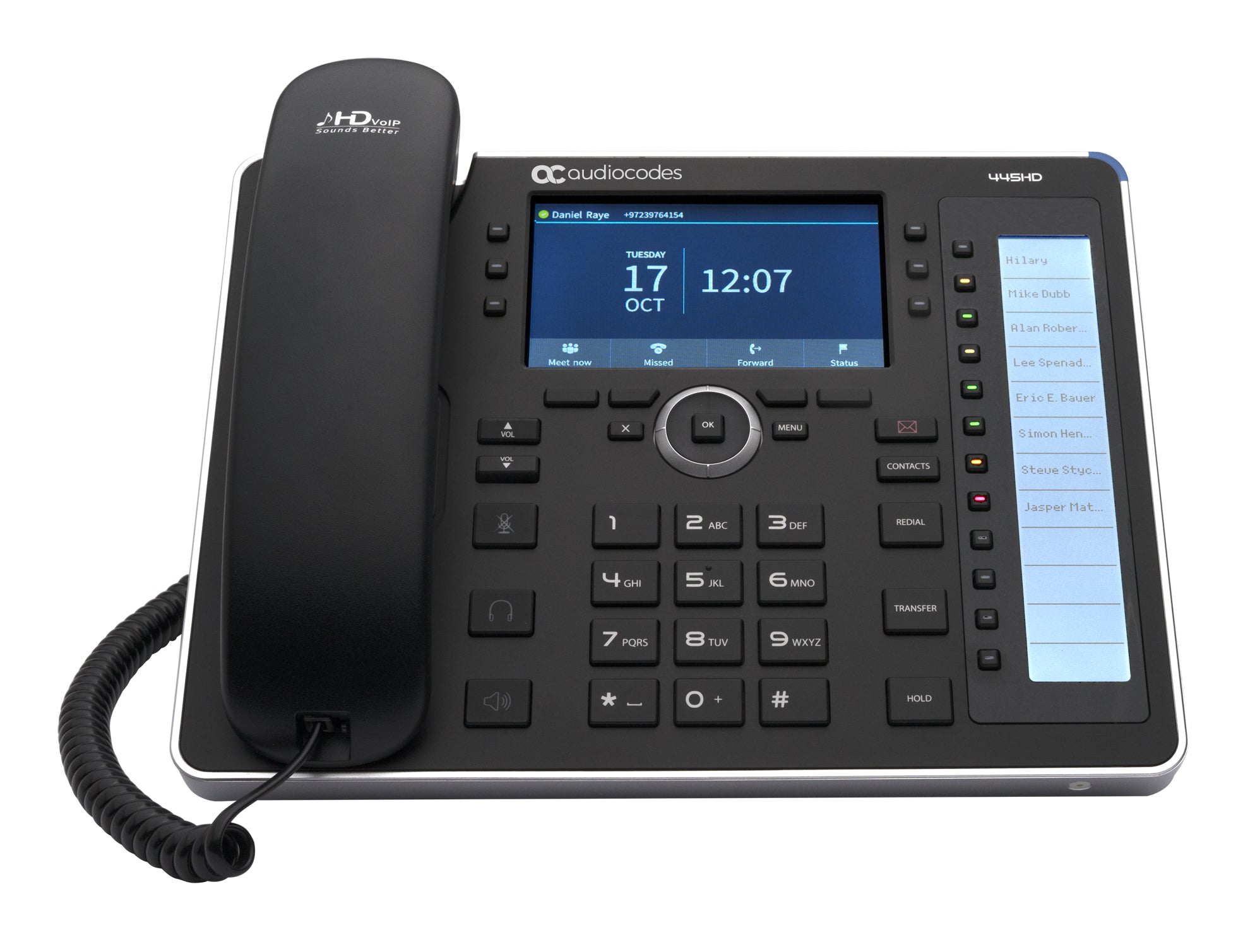 AudioCodes AudioCodes 445HD téléphone fixe Noir 8 lignes LCD Wifi