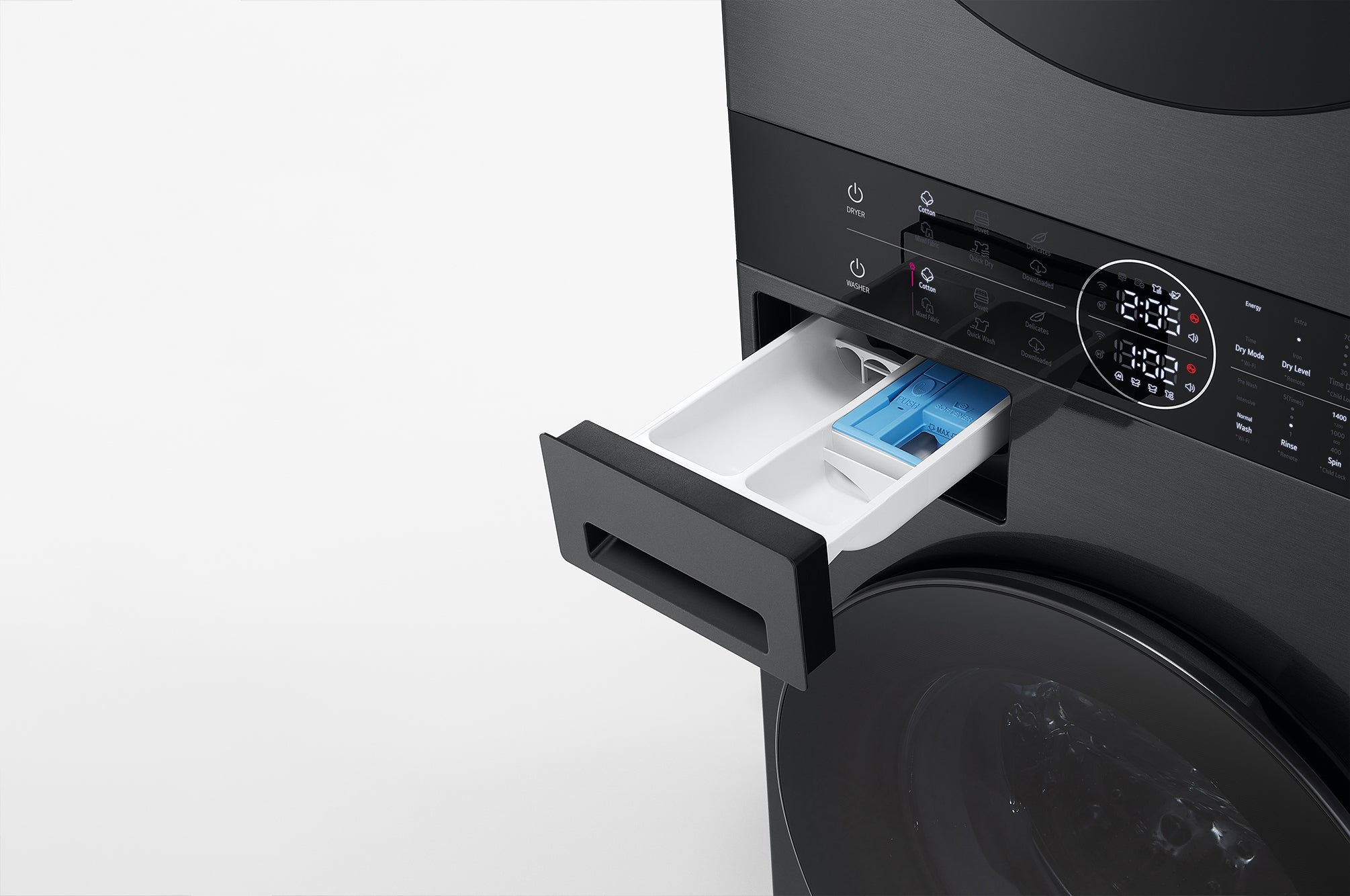 LG WT1210BBF machine à laver avec sèche linge Pose libre Charge avant Noir