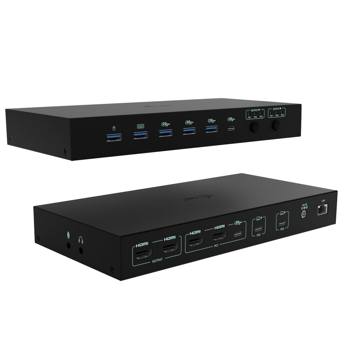 Station d'accueil USB-C KVM Dock PRO pour 3 Hôtes, Double Vidéo, 2x Power Delivery 92W