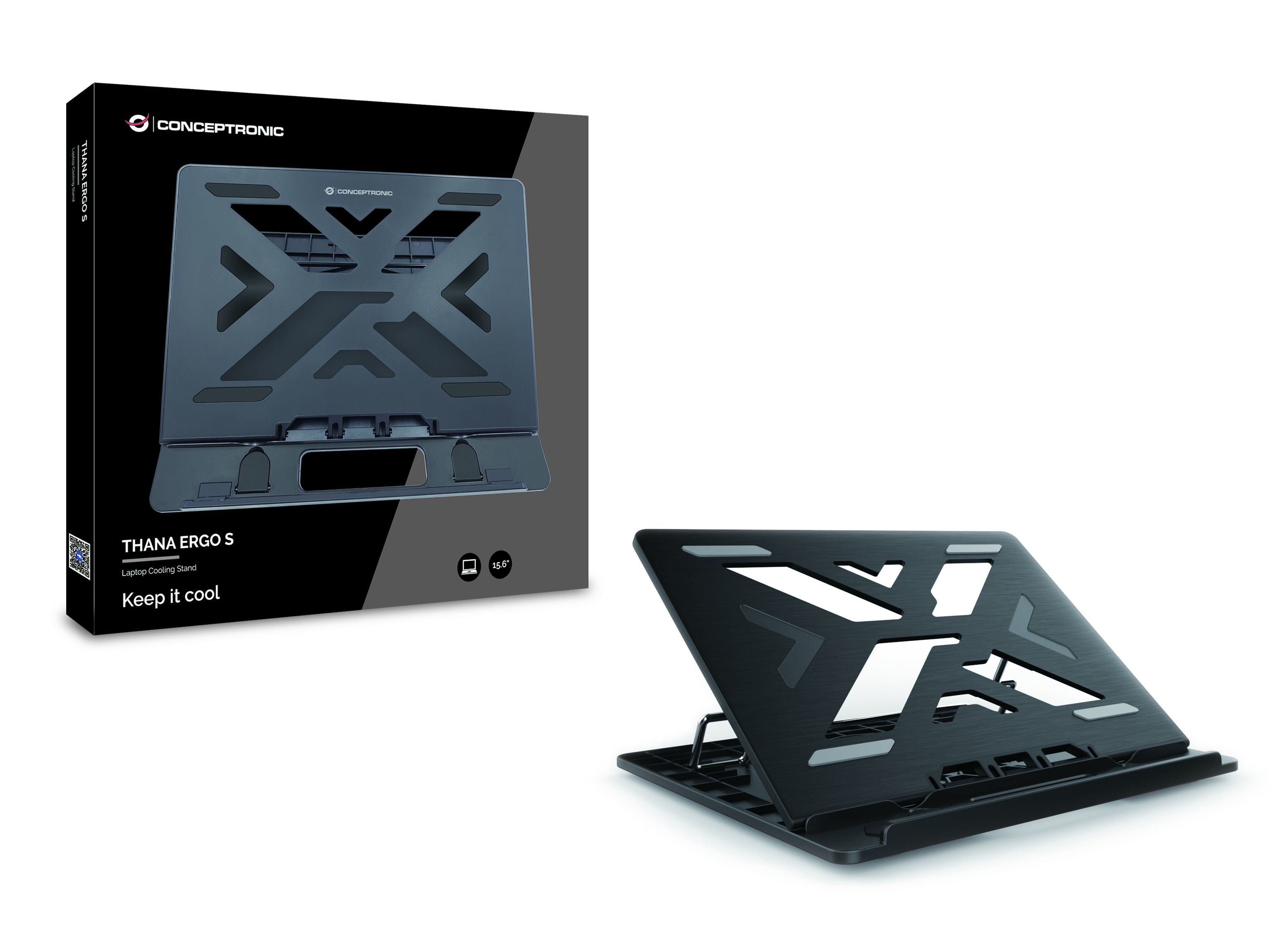 Conceptronic ERGO Laptop Cooling Stand Supports de Laptop Noir 39,6 cm (15.6")