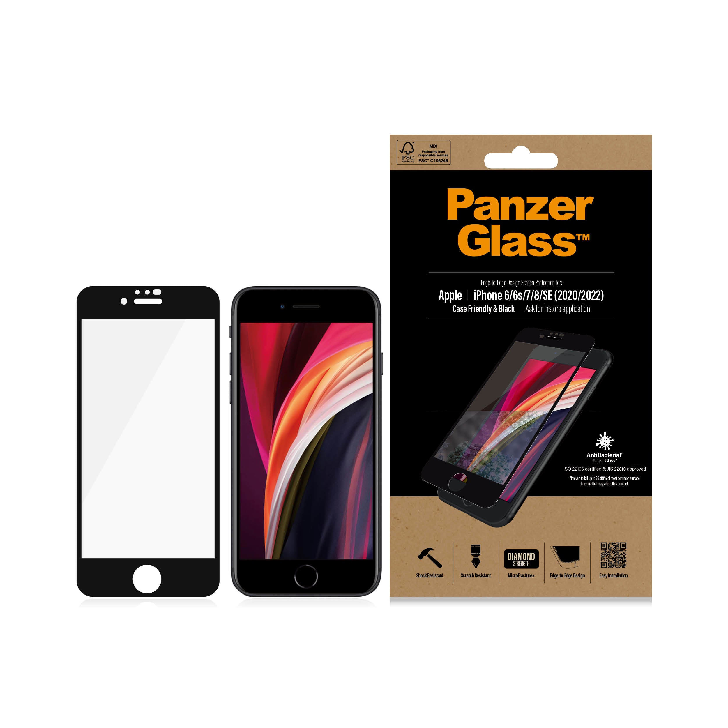 PanzerGlass ® Screen Protector iPhone 8 | 7 | 6s | 6 | SE (2020/2022) | Edge-to-Edge Protection d'écran transparent Apple 1 pièce(s)