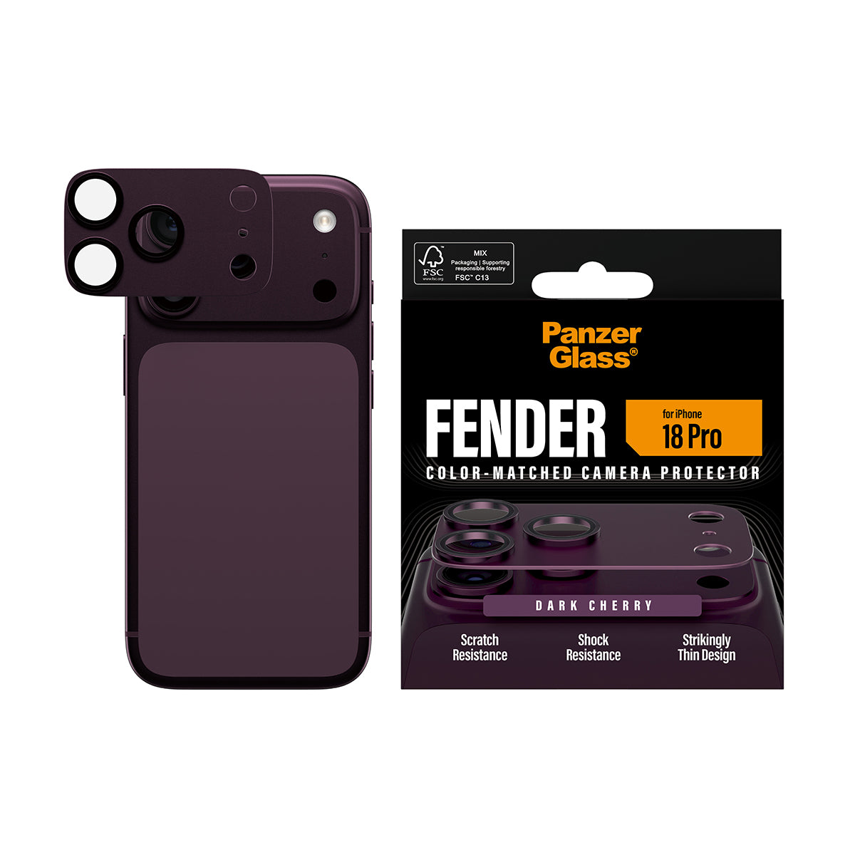 PanzerGlass ® Fender Camera Protector Dark Cherry iPhone 2026 Pro Protection d'écran transparent 1 pièce(s)