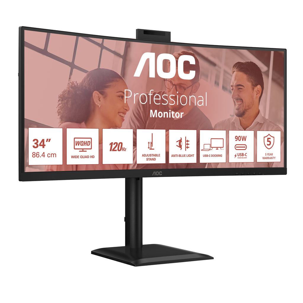 AOC CU34E4CW/75 écran plat de PC 86,4 cm (34") 3440 x 1440 pixels Noir