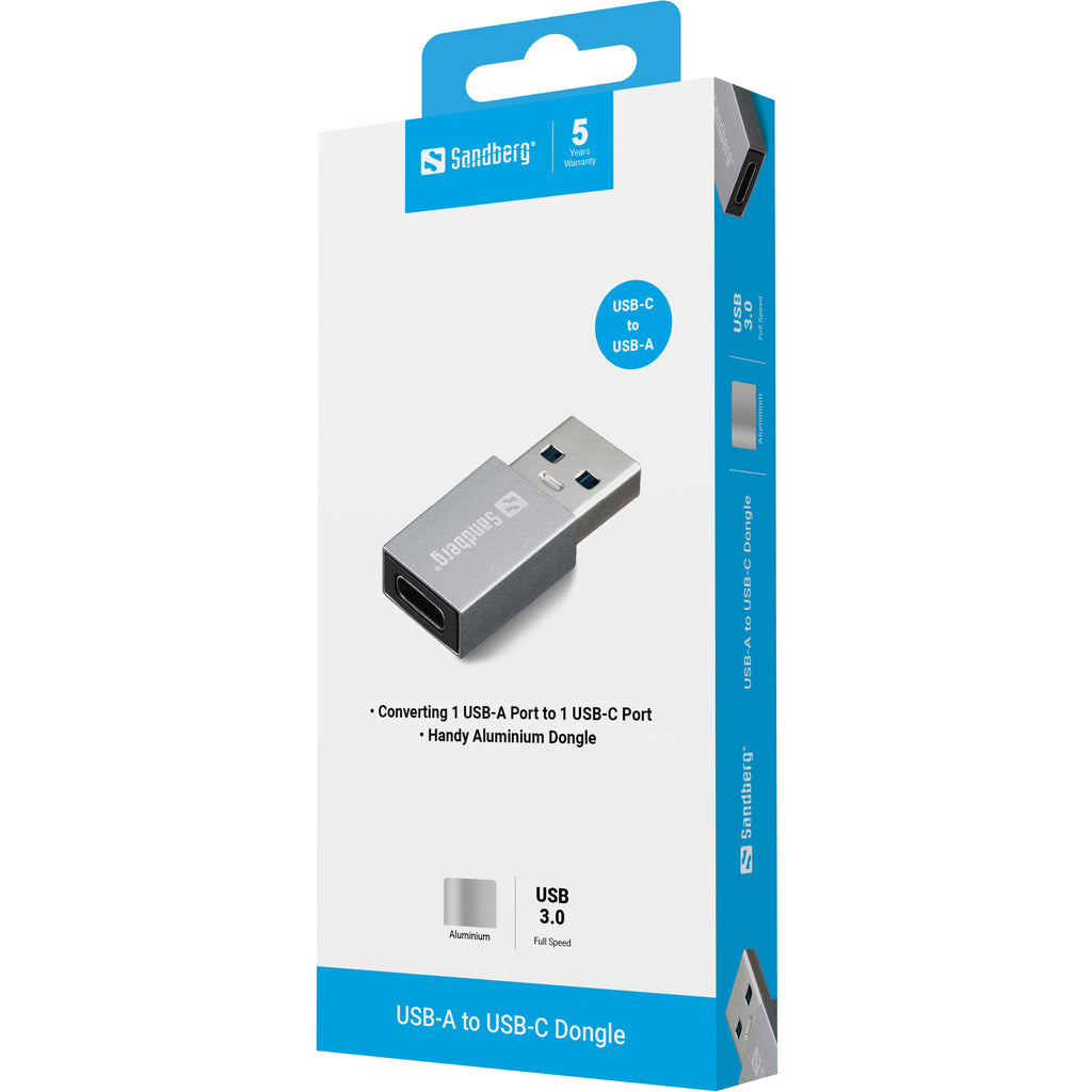 Sandberg 136-46 changeur de genre de câble USB-A USB-C Aluminium