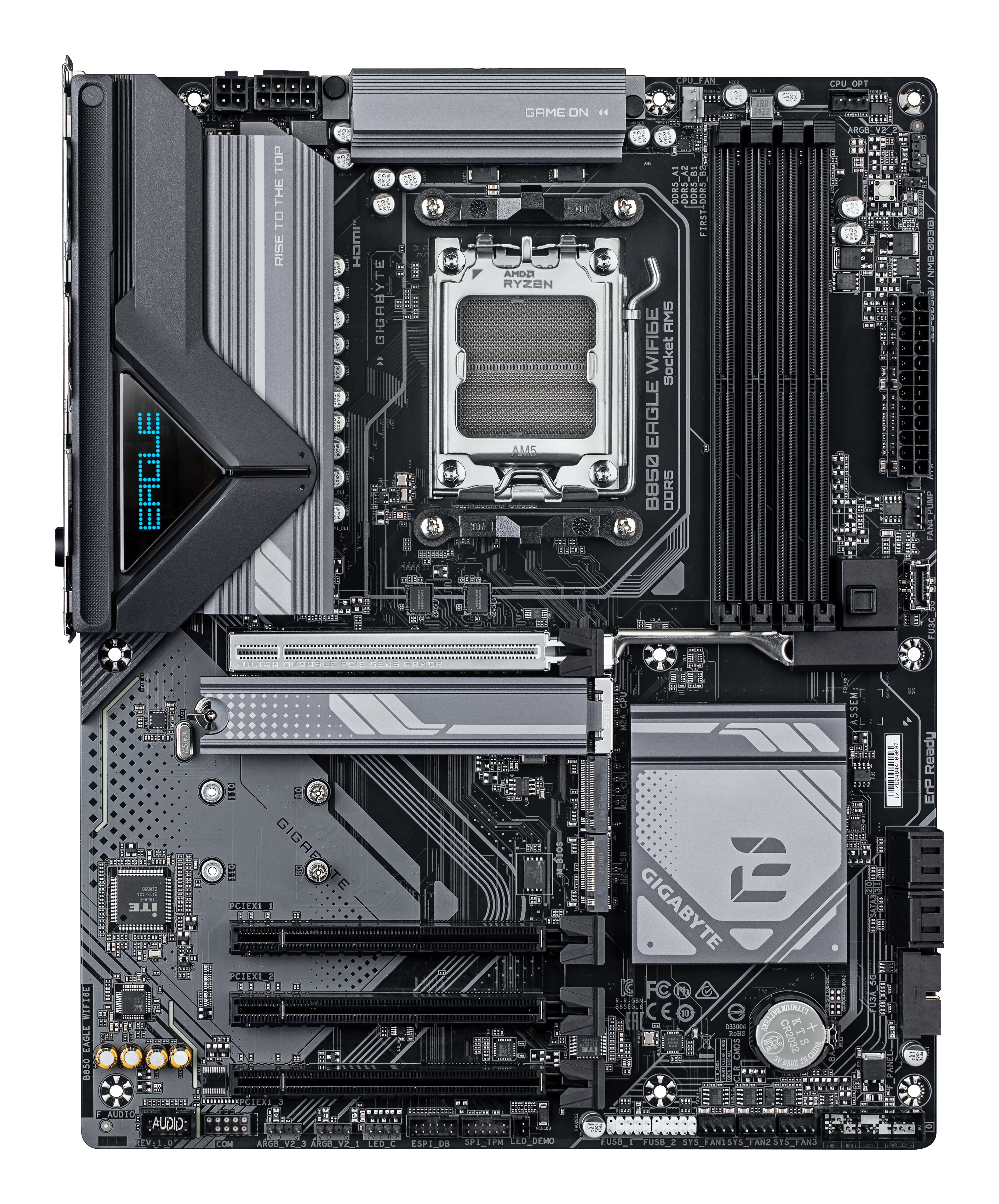 GIGABYTE B850 EAGLE WIFI6E Carte Mère - AMD Ryzen 9000 Series CPUs, VRM numérique 8+2+2 phases, jusqu'à 8200MHz DDR5 (OC), 1xPCIe 5.0 + 2xPCIe 4.0 M.2, LAN GbE, WIFI 6E, USB 3.2 Gen 2
