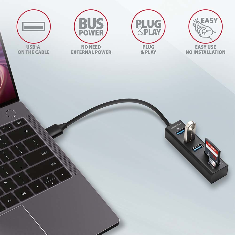 Axagon HMA-CR3A station d'accueil Avec fil USB 3.2 Gen 1 (3.1 Gen 1) Type-A Noir - vue 4