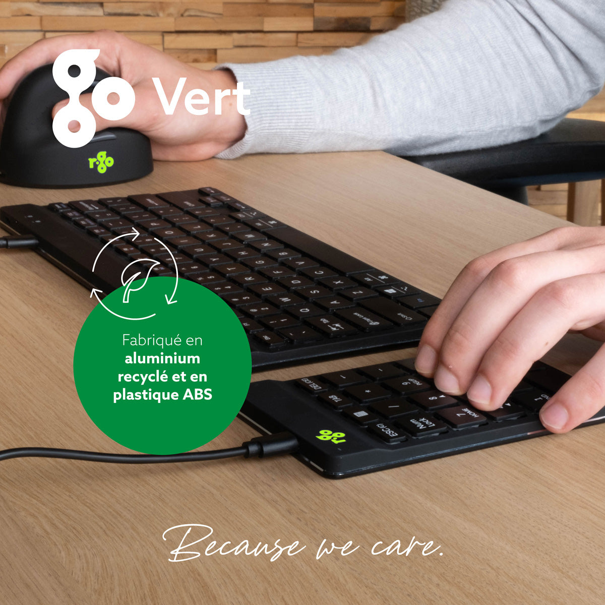 R-Go Tools Clavier R-Go Numpad Break, clavier numérique ergonomique avec logiciel de pause, filaire, noir