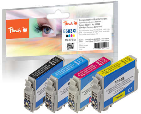 Peach PI200-848 cartouche d'encre 4 pièce(s) Compatible Noir, Cyan, Magenta, Jaune