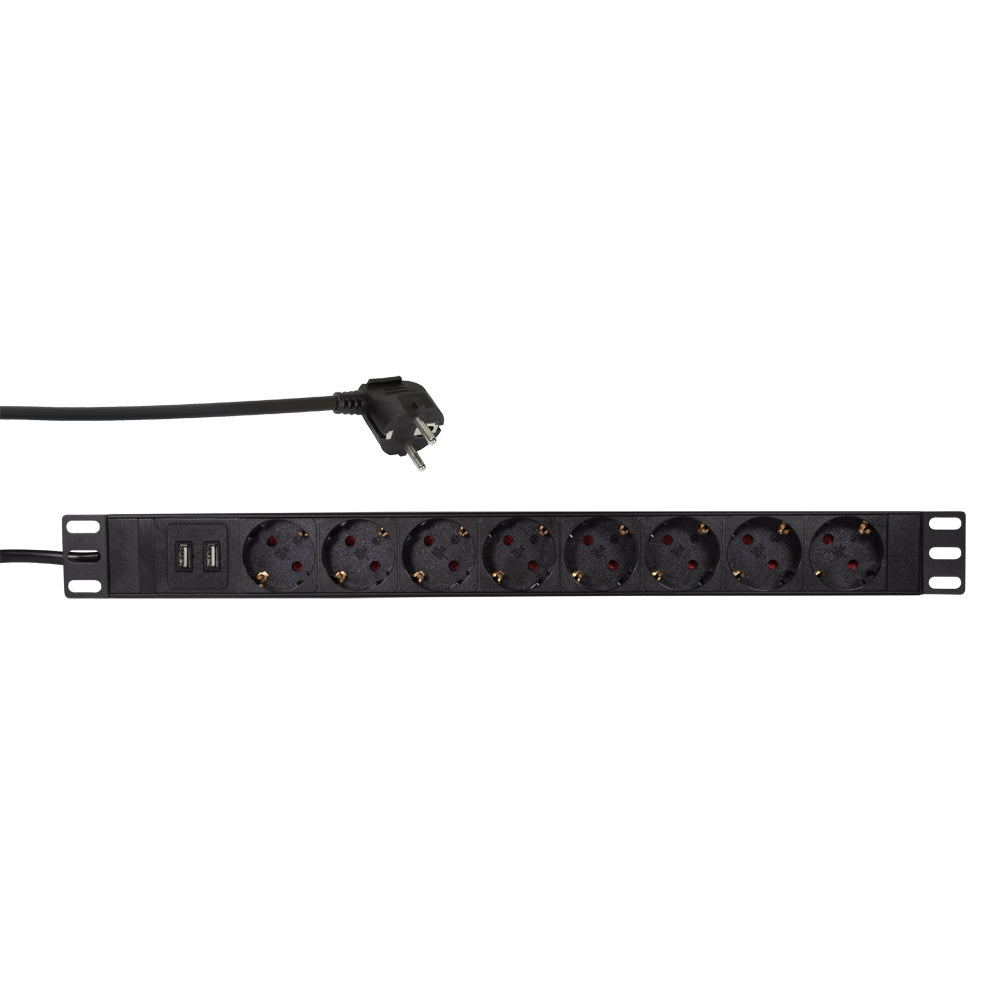 LogiLink PDU8C02 unité de distribution d'énergie 8 sortie(s) CA 1U Noir