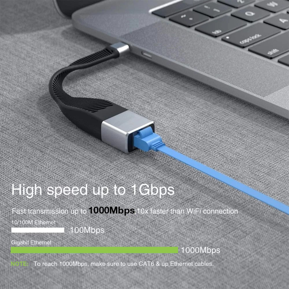 Techly ICOC USBC-RJ45 câble de réseau Noir 0,144 m