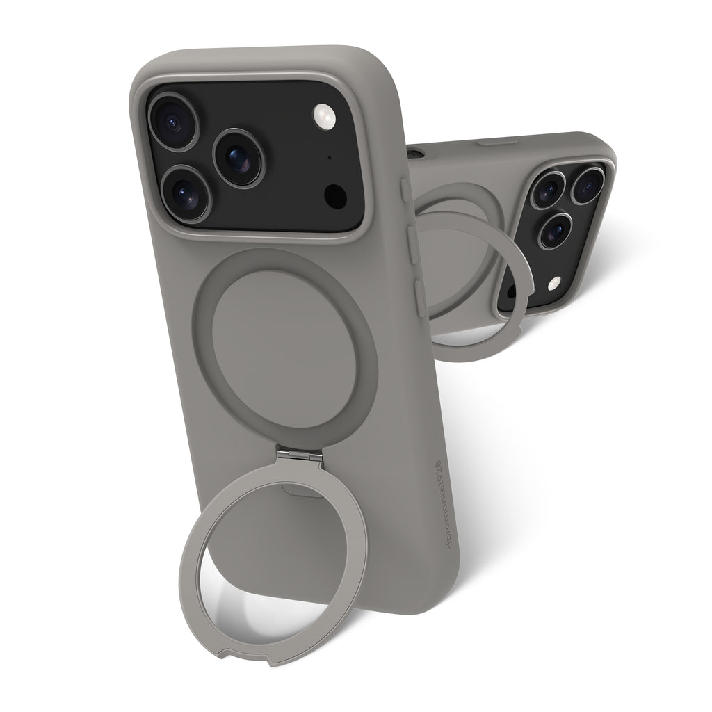 Coque de Protection Roskilde MS Kick ICON pour iPhone 17 Pro, Housse avec Support de Bureau, Gris